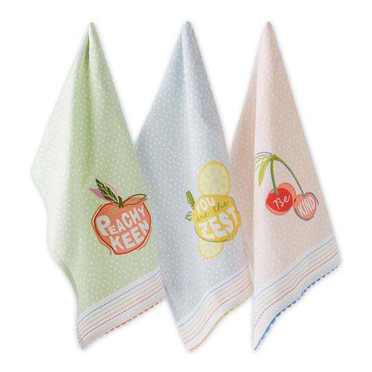 Assorted Summer Fruit Embellished Dishtowel (Set of 3)